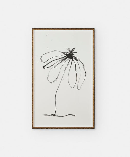 Flower Gesture I - Natural Wood Framed Print