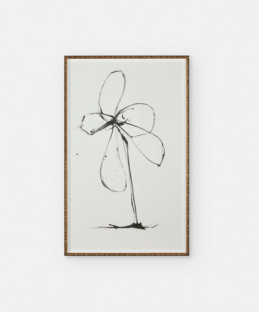 Flower Gesture II - Natural Wood Framed Print