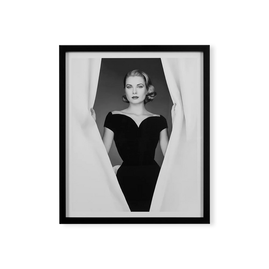 Grace Kelly - Black Wood Framed Print