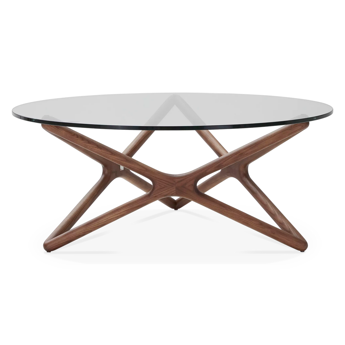 Quasar - Round Coffee Table in Glass and Walnut
