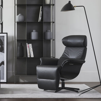 Timeout - Leather Reclining Armchair with Integrated Footrest by Conform