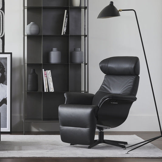 Timeout - Leather Reclining Armchair with Integrated Footrest by Conform