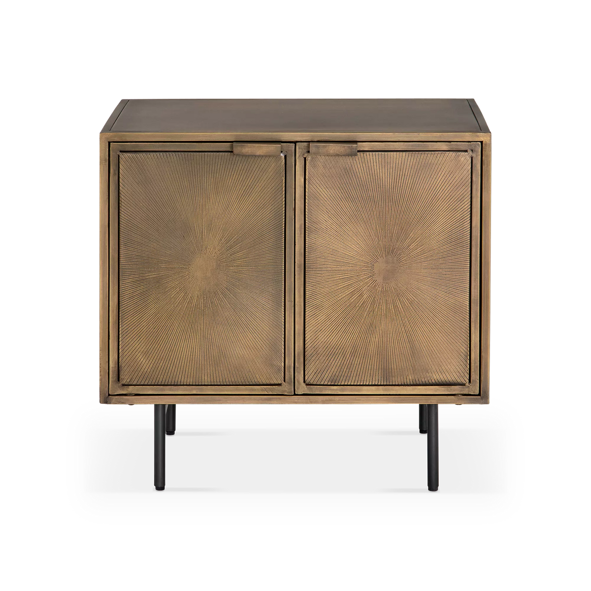 Sunburst - Table de chevet en laiton antique