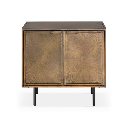 Sunburst - Table de chevet en laiton antique