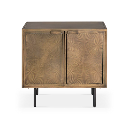 Sunburst - Table de chevet en laiton antique
