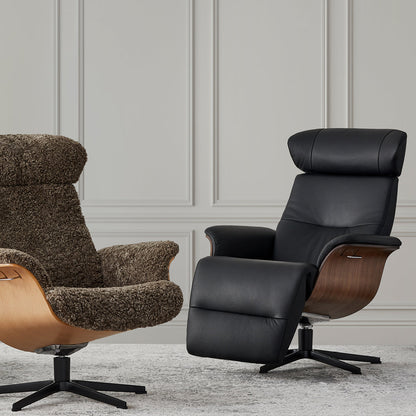 Timeout - Leather Reclining Armchair with Integrated Footrest by Conform