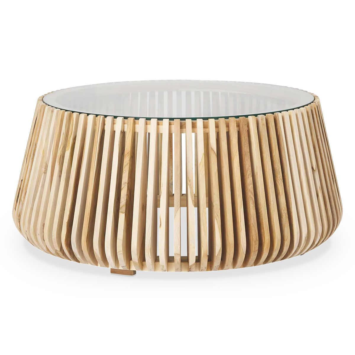Alder - Table basse en teck et en verre