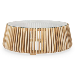 Alder - Table basse en teck et en verre