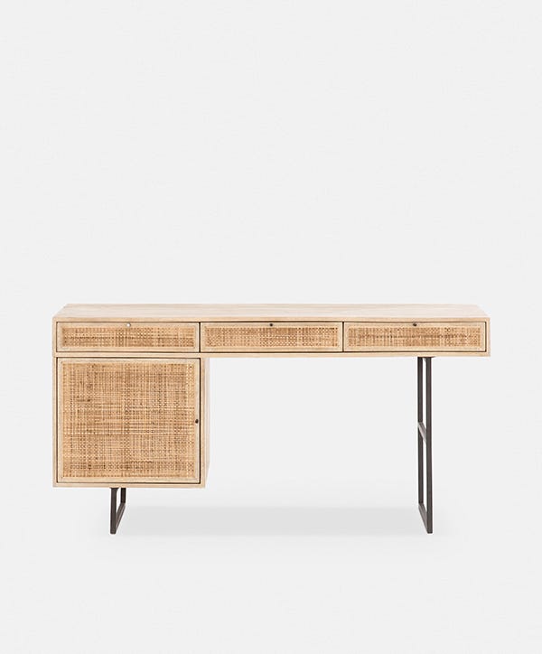 Carmel - Bureau avec tiroirs en rotin