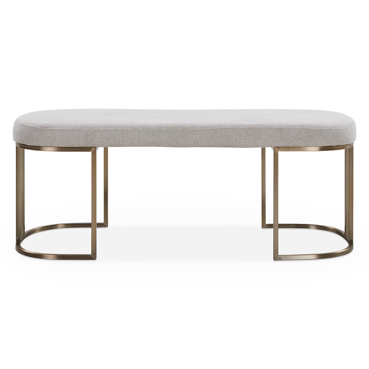 Rayla - Fabric Upholstered Antique Brass Bench