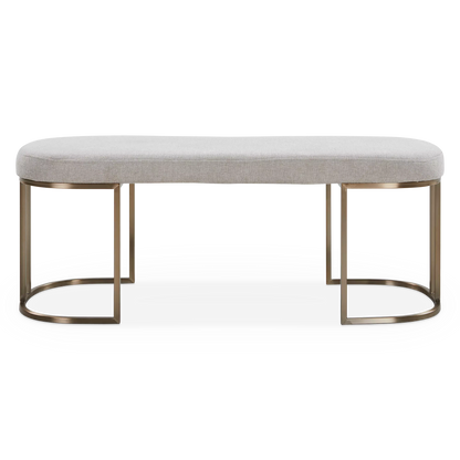 Rayla - Fabric Upholstered Antique Brass Bench