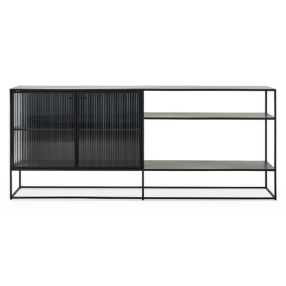 Parsons - Buffet en métal et verre cannelé