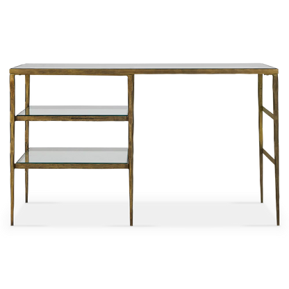 Bruna - Bureau en laiton antique et verre