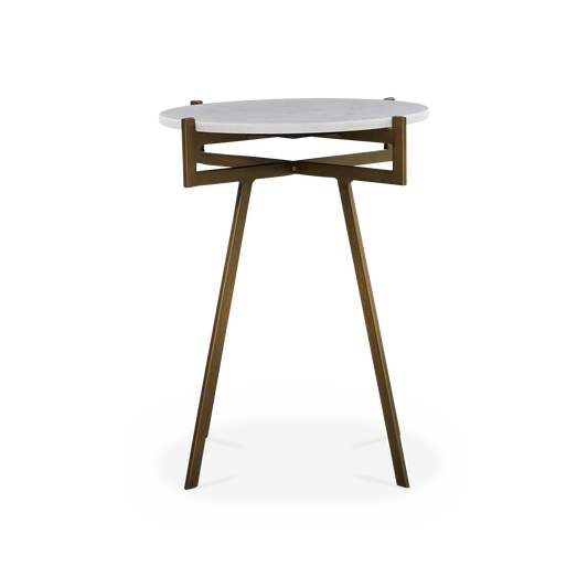 Anak - Table d’appoint en marbre et laiton antique