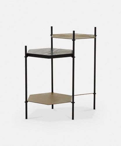 Hexall - Table d’appoint en marbre et laiton antique