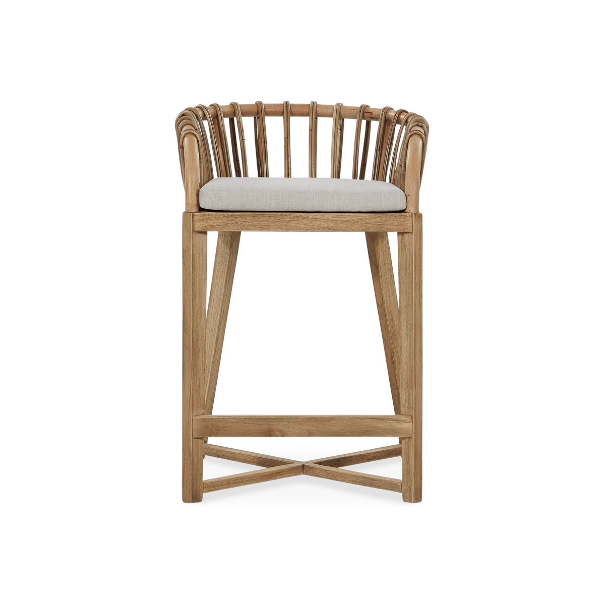 Binah - Teak Wood And Rattan Counter Stool