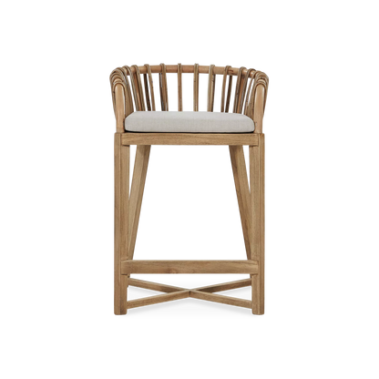 Binah - Teak Wood And Rattan Counter Stool