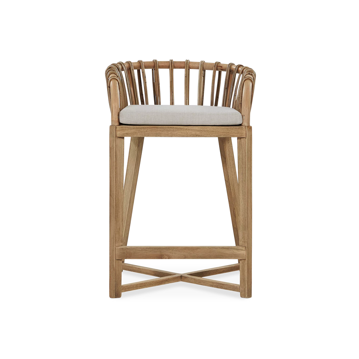 Binah - Teak Wood And Rattan Counter Stool