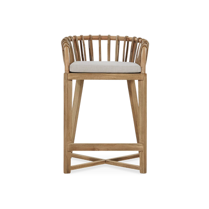 Binah - Teak Wood And Rattan Counter Stool