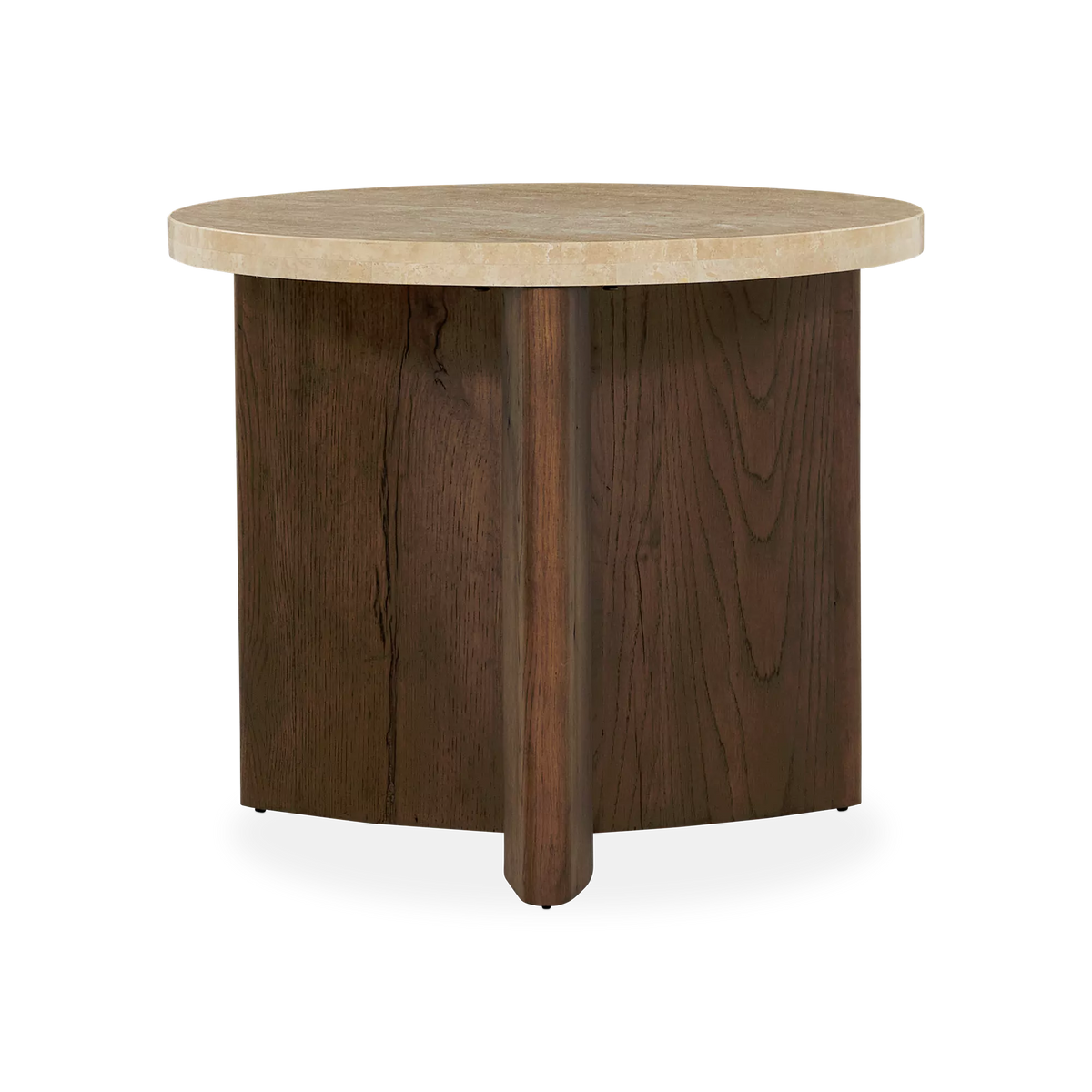 Toli - Travertine and Oak Side Table by Four Hands