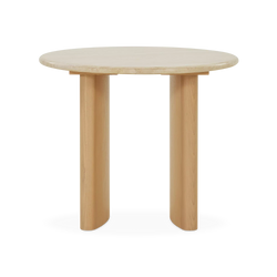 Travoli - Travertine and Ash Wood Side Table