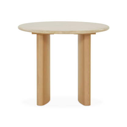 Travoli - Travertine and Ash Wood Side Table