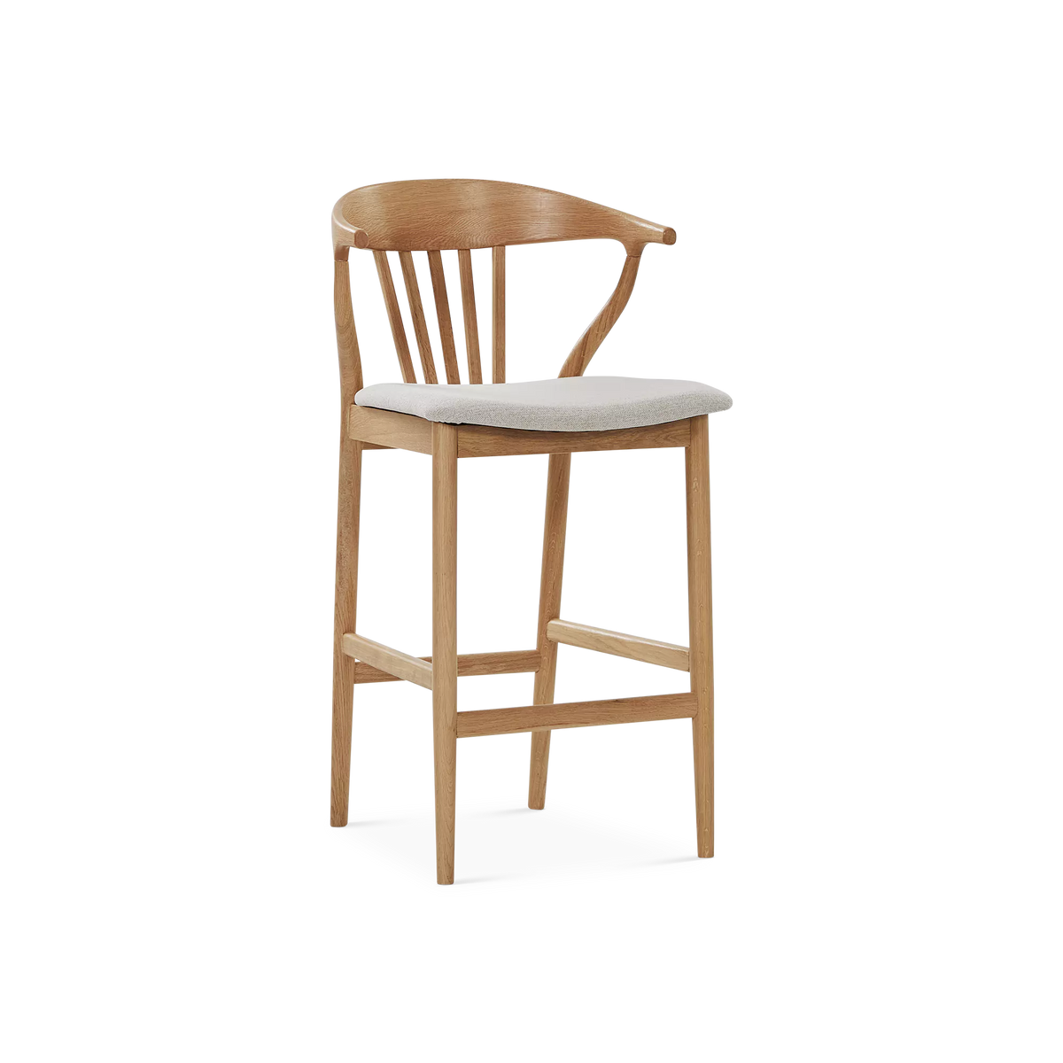 Nordic - Tabouret en chêne et tissu naturel
