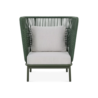 Sorbet - Fauteuil à dossier haut extérieur en corde