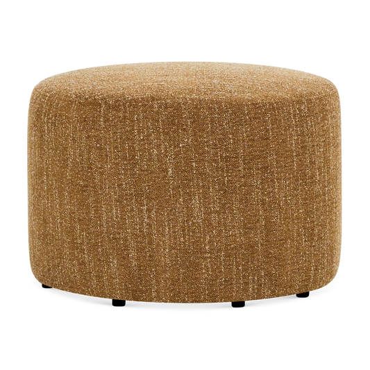 Caramel - Round Pouf in Yellow Fabric