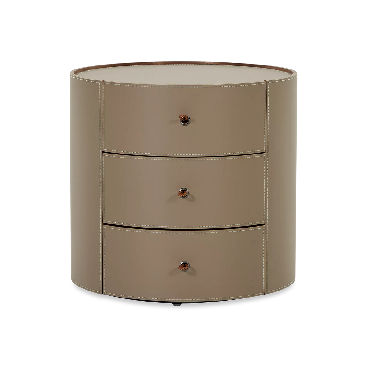 Neri - Table de chevet 3 tiroirs en cuir