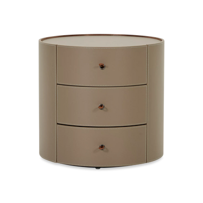 Neri - Table de chevet 3 tiroirs en cuir