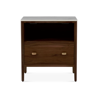 Zara - Smoked Walnut Wood Nightstand by Mobican