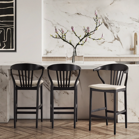Nordic - Oak and Natural Fabric Stool