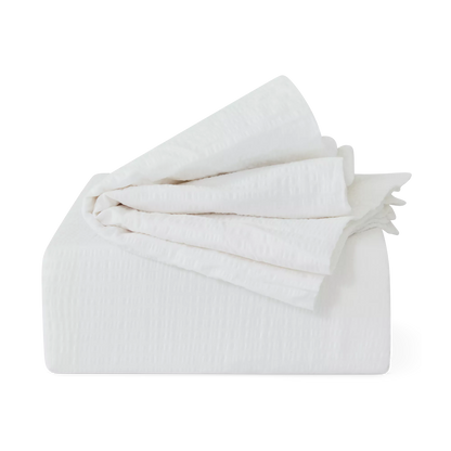 Gaufrette - ensemble housse et taies en coton blanc