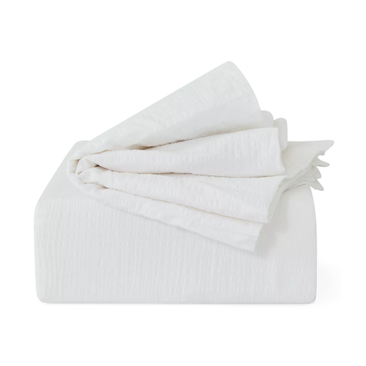 Gaufrette - White Cotton Duvet Cover and Pillowcase Set
