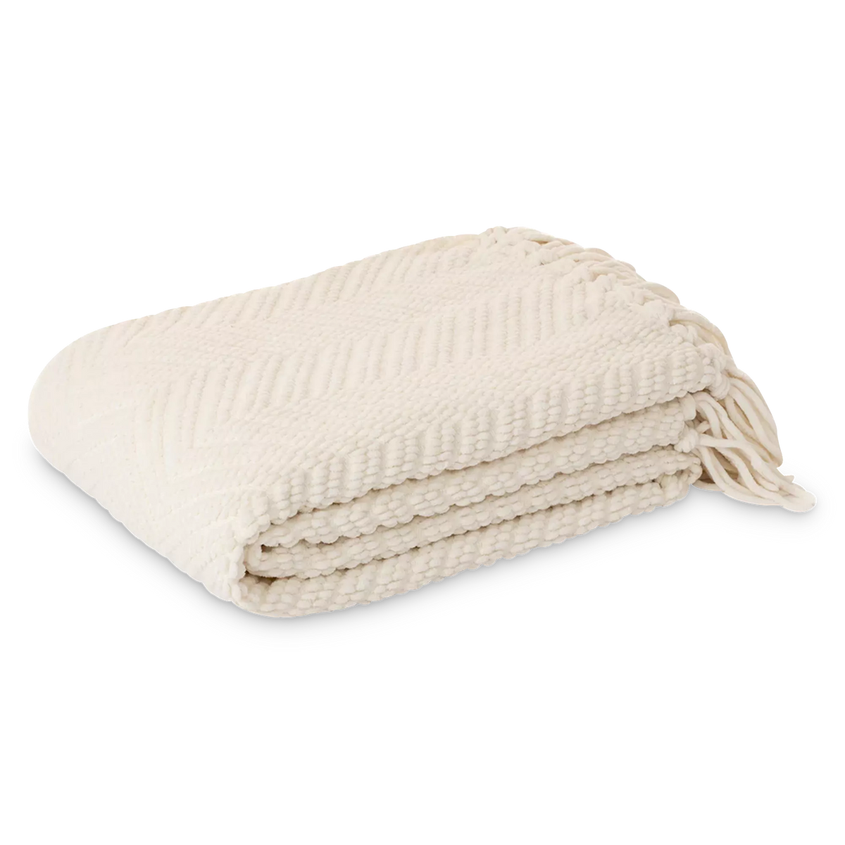 Emy - Ivory chenille throw with chevron pattern