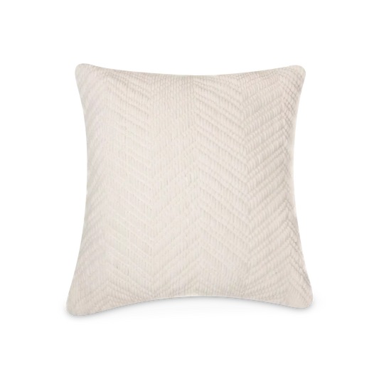 Emy - coussin en chenille ivoire à motif chevron
