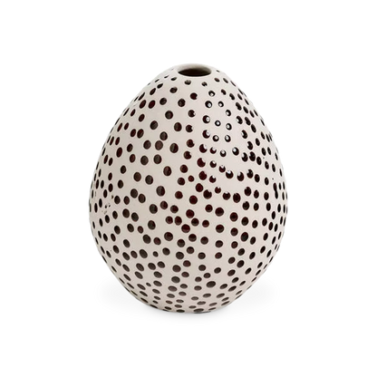 Dots - ivory and brown clay vase