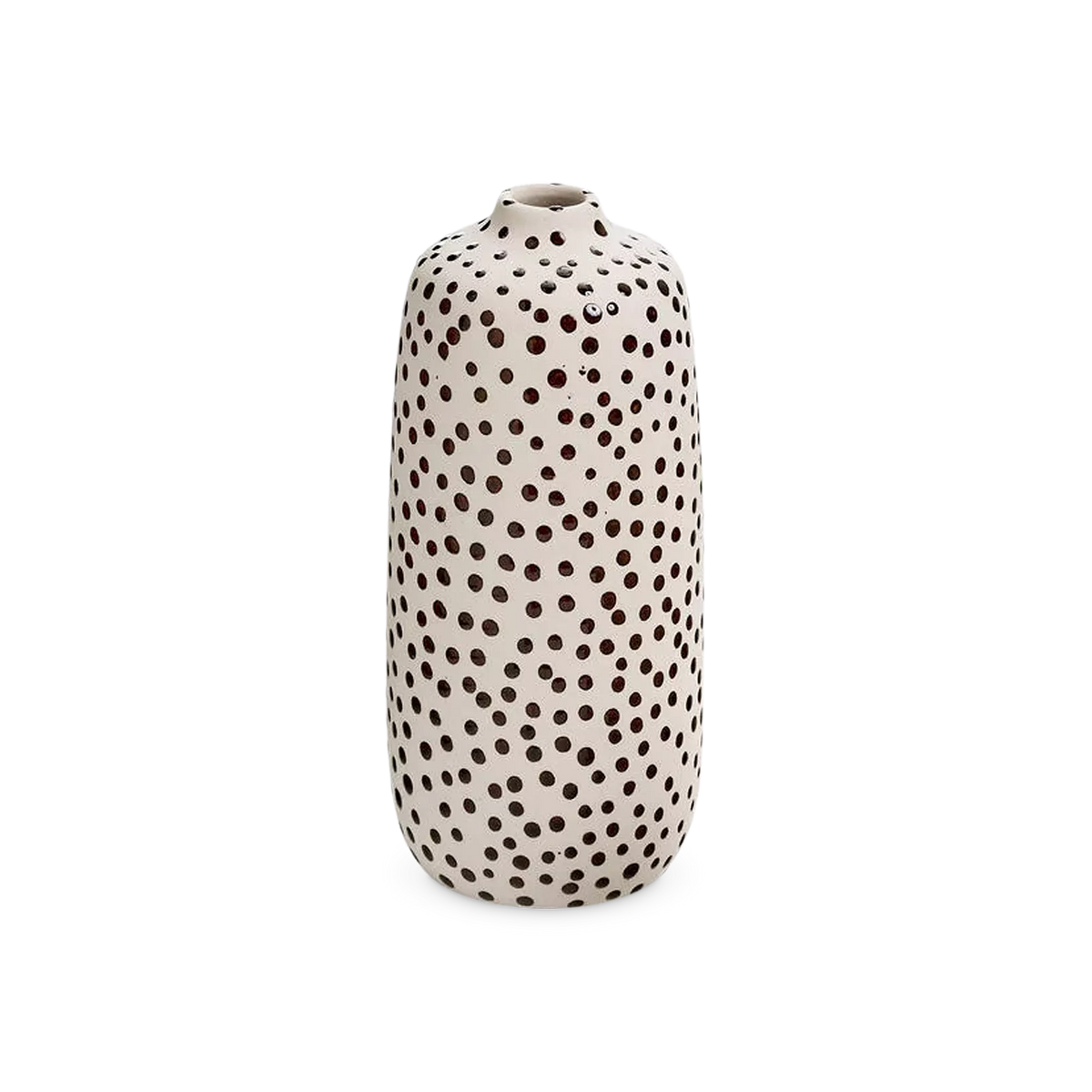 Dots - ivory and brown clay vase