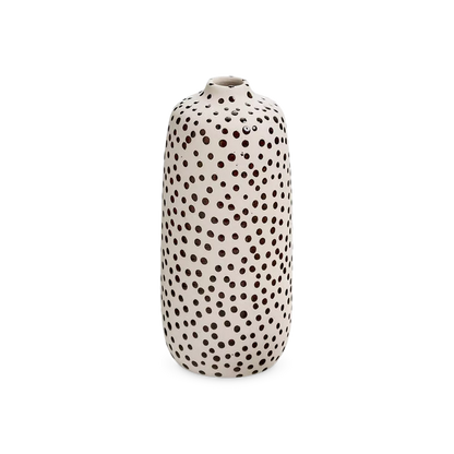 Dots - ivory and brown clay vase
