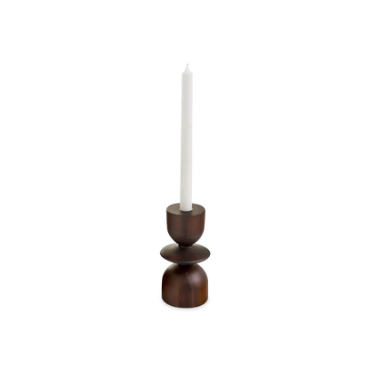 Lake - dark wood candleholder