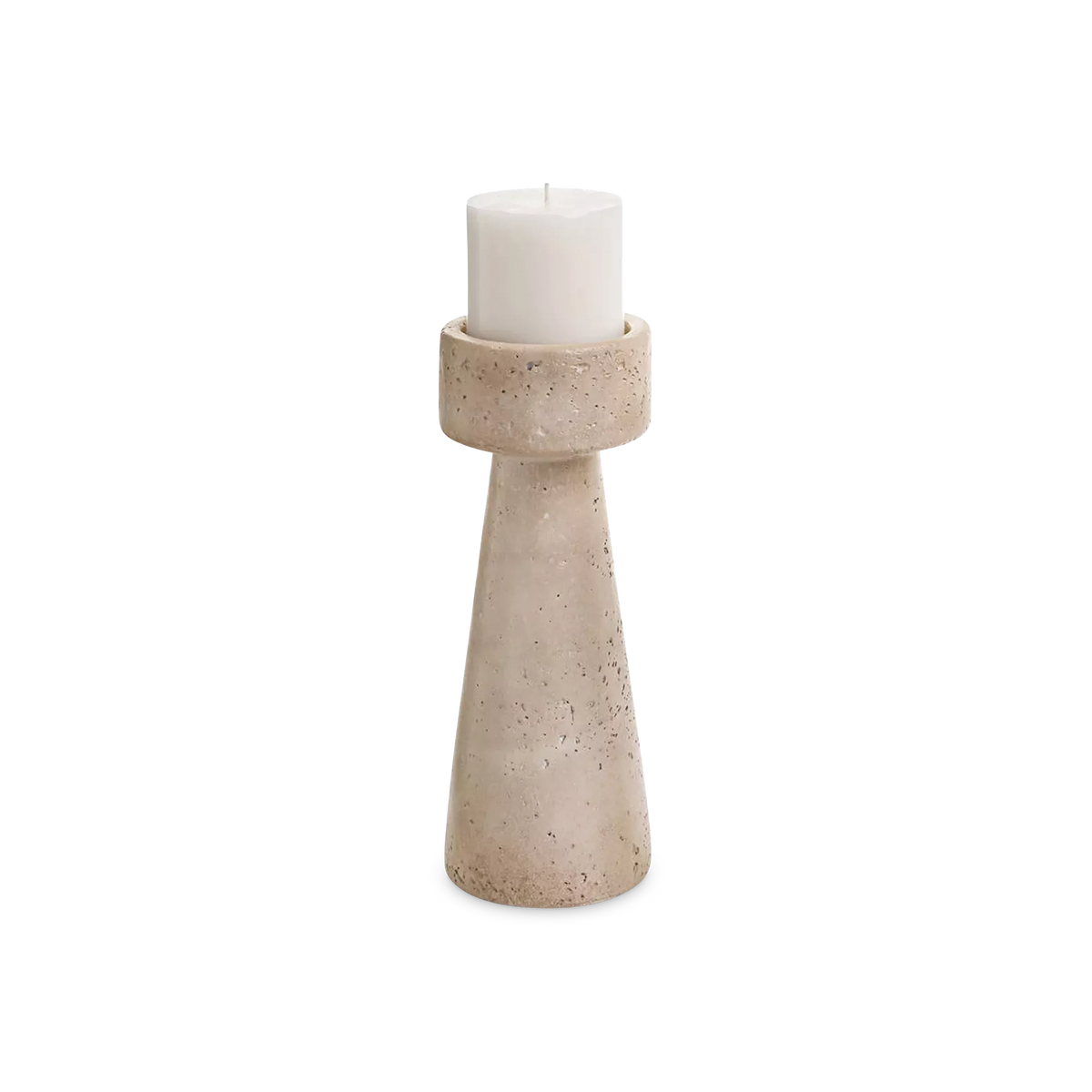 Mantra - travertine-effect candleholder