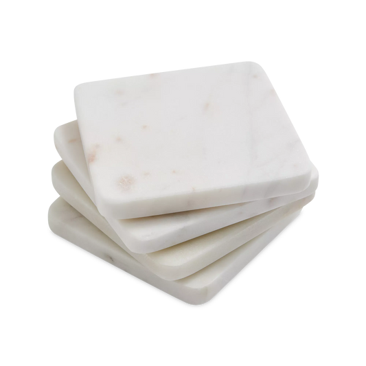 Neve - set of 4 white marble coasters
