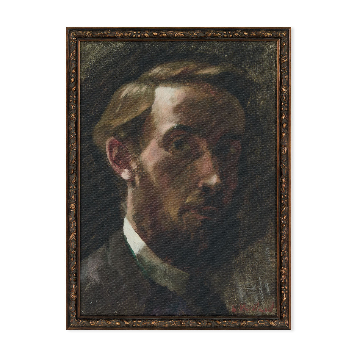 Self Portrait - print with hand-painted gold frame