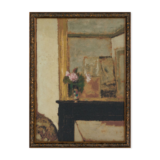 Vase of Flower - print with hand-painted gold frame