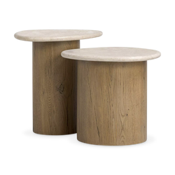 Kovo - Ensemble de tables gigognes en bois et marbre par Four Hands