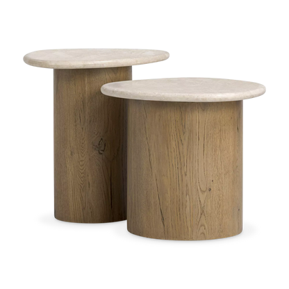 Kovo - Ensemble de tables gigognes en bois et marbre par Four Hands