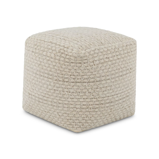 Banya - pouf en coton crème texturé