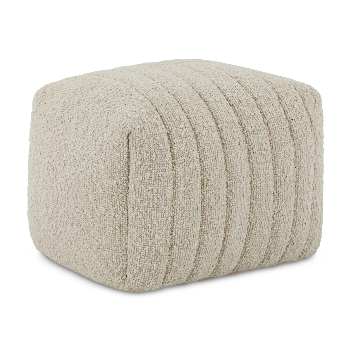 Agnaw - Textured Striped Wool and Cotton Pouf