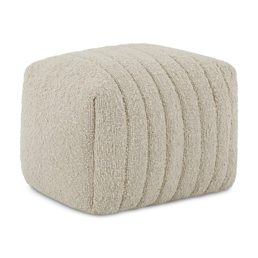 Agnaw - pouf en laine et coton à rayures texturées